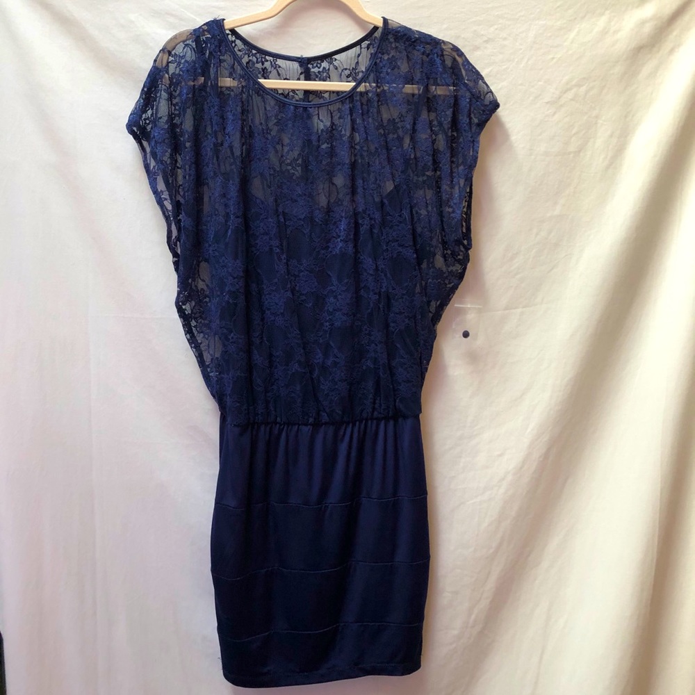 B. Darlin Lace Mini Dress Sleeveless Blue Sz 9/10